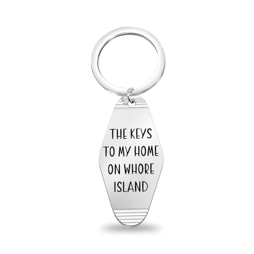 CENWA Ron Quote The Keys To My Home On Whore Island Keychain Movie Inspired Gift (whore island K)