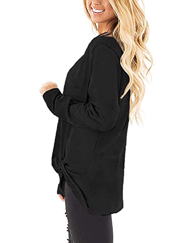 Image of SimpleFun Womens Tops Long Sleeve Shirts V Neck Loose Twist Knot Fall Tunic