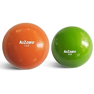 A2ZCARE Toning Ball – Weighted Toning Exercise Ball – Soft Weighted Medicine Ball for Pilates, Yoga, Physical Therapy and Fitness (Orange – 5lbs and Green – 4lbs)