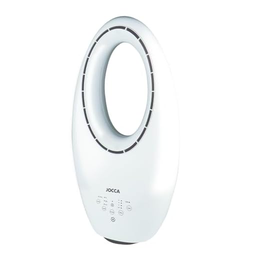 Jocca - Ventilador sin Aspas con Control Remoto | 3 Velocidades | Oscilación Automática | Luz LED con 4 Luces Intercambiables | Temporizador hasta 7.5h | Silencioso | Diseño Seguro y Moderno