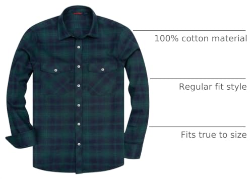 Image of Alimens & Gentle Men's Button Down Regular Fit Long Sleeve Plaid Flannel Casual Shirts