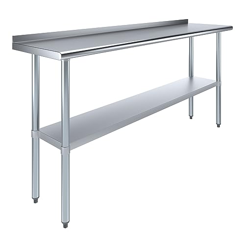 Image of AmGood Stainless Steel Work Table | Metal Utility Table (72 inch Long x 18 inch Deep)