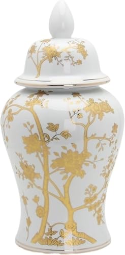 Jarret de gingembre blanc et or 37cm vase décoratif avec couvercle CLSDRZC