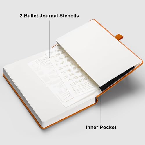 Image of RETTACY Blank Journal Notebook, 192 Pages, A5 Medium Size (5.7'' x 8.3'') | Leather Hardcover, 100 GSM Thick Paper, for Sketching, Drawing, Painting (Orange)