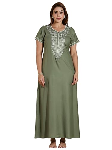 Image of 9shines Label Stylish Alpine Nighty Maxi for Women | Full Length Trendy Nightgown | Premium Nightdress | Nightwear | Heavy Embroidery Nighty with Pockets(2891)