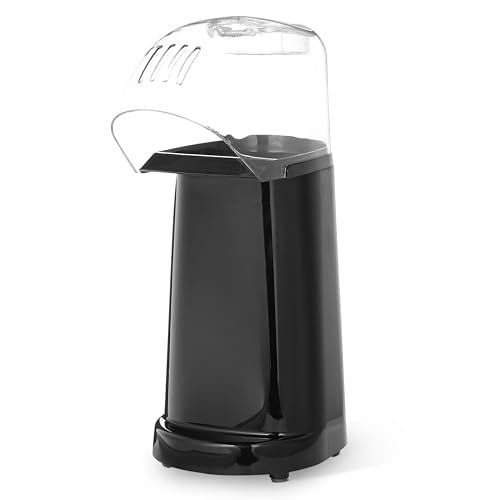 Image of Amazon Basics Hot Air Popcorn Maker Machine with Built-In Measuring Cup, 16 Cups, 1400W, Black