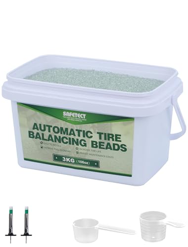 Safetect Tire Balancing Beads for Motorcycle 6.6 LB Tempered Glass Balance Beads for Trucks Trailer Off-Road Heavy-Duty Car Wheel Balancer Bead with Tire Tread Depth Gauge