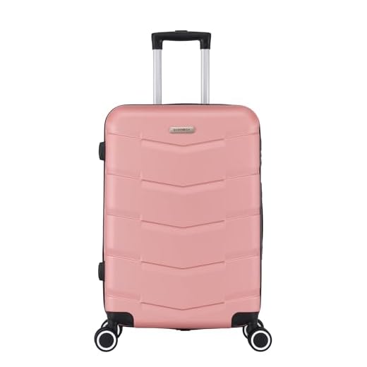 TROLLEY ADC - Valise Cabine 55x34x23 - Rigide, Légère 2,5 Kg - 39 litres - 4 Doubles Roues Silencieuses - Maniable, Pratique et Étanche - Collection Wall - Rose Gold