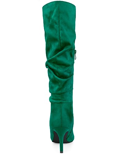 Allegra K Women's Slouch Pointed Toe Stiletto Heel Knee High Boots4