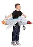 Fun Costumes Kid's Ride-In Fighter Jet Costume, Pilot Airplane Tunic with Adjustable Straps, Standard