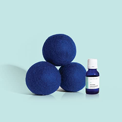Capri Blue Volcano Dryer Ball Kit – includes 3 100% Wool Dryer Balls +1 Volcano Laundry Fragrance Oil – Reusable Dryer Balls Eliminate Wrinkles, Static & Lint – Cruelty Free & Non-Toxic Laundry Balls