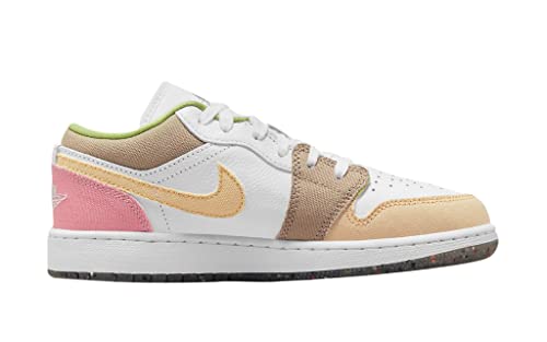 Nike girls Air Jordan 1 Low Grade School, White/Vivid Green-white Blanc/, 7 Big Kid2