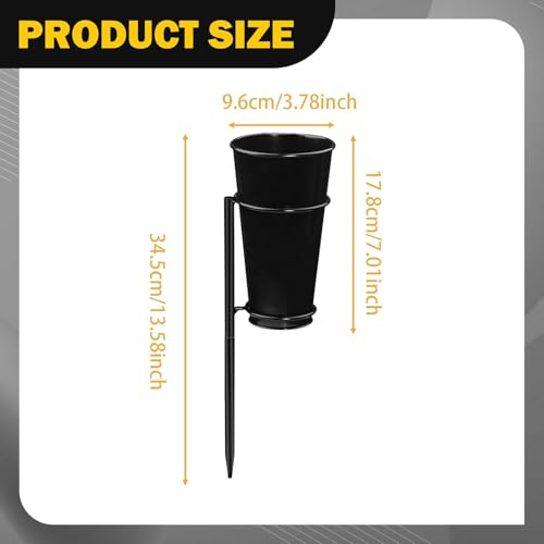 Cemetery Vase Flower Holder, Metal Detachable Black Memorial Floral Vase with Stake, Outdoor Lawn Flower Arrangement Stand, L image 3