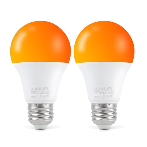 KINUR LED Amber Light Bulbs, A19 9W(60W...