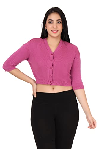 Image of Women Winter Wear V-Neck Half Sleeves Regular Fit Woollen Blouse