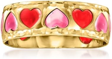 Ross-Simons Italian Pink and Red Enamel Heart Ring in 14kt Yellow...