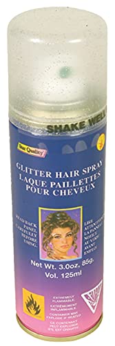 Image of Rubies Silver Glitter Haircolor Costume Hairspray for Adults, Unisex 3 Ounce