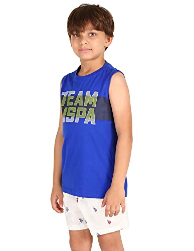 Image of U.S. Polo ASSN. Boy's Round Neck Regular Fit Brand Print Ikeb Muscle Tank - Pack of 1