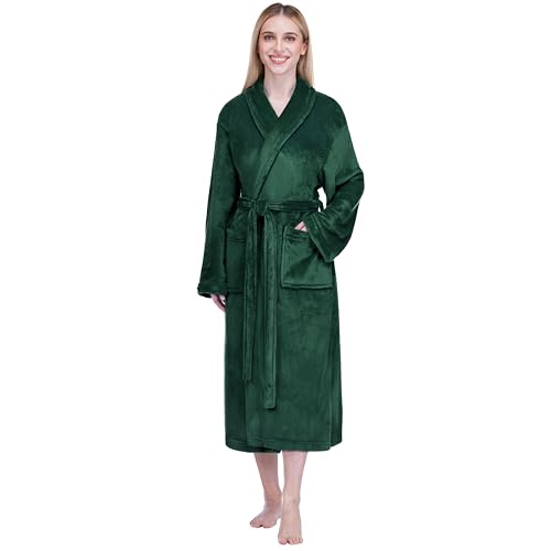 Image of PAVILIA Womens Robe Fleece Plush Soft, Fluffy Fuzzy Cozy Warm Bathrobe, Shower Spa House Long Robe for Women