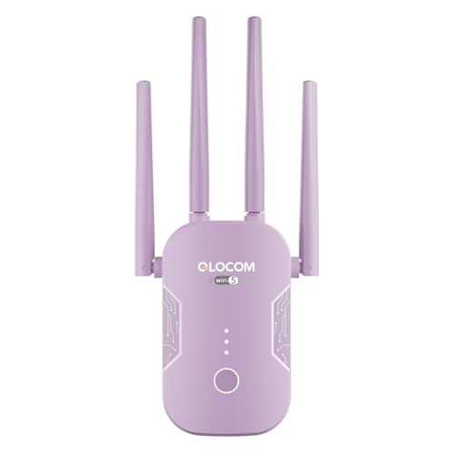 QLOCOM Home Wireless Repeater Extend Covers Up to 8640 Sq.ft and 60 Devices, Internet Booster, Quick Setup, Home Wireless Booster.ft and 60 Devices（Plum）