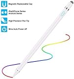 Stylus Pen for Touch Screens，CiSiRUN 1.5mm Fine Point Rechargeable Tablet Painting Pen Digital Pens Compatible for All Touch Screen Tablets & Cell Phones Stylus for Drawing,Writing（White）