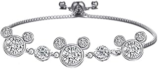 baobei Mickey mouse Bracelets for her, crystal bracelets, Sterling Silver bracelets, Zirconia Minnie mouse Bracelets, Adjustable Infinity Bracelets Gift For women Girls, friendship bracelets