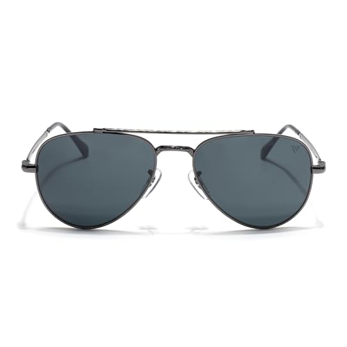 Image of Voyage Aviator Polarized Sunglasses for Men & Women (Black Lens | Grey Frame - MG7619)