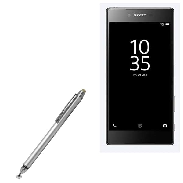 BoxWave Stylus Pen Compatible with Sony Xperia Z5 Premium - DualTip Capacitive Stylus, Fiber Tip Disc Tip Capacitive Stylus Pen - Metallic Silver