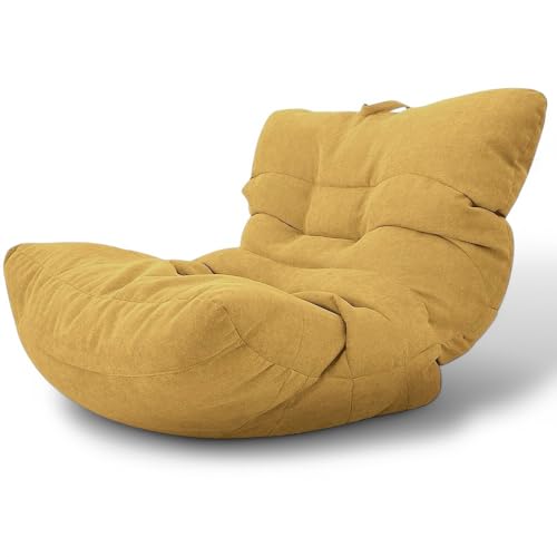 Aiire Puff Salon de Lujo XXL - Sofa Puf Gigante Moderno de Diseño - Modelos de Puffs o Bean Bag Chair Grandes con Relleno Incluido para Adultos o Decoracion Habitacion Juvenil Mostaza