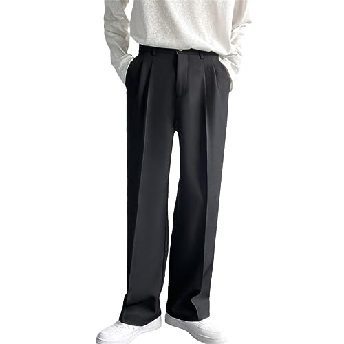 Men's Solid Wide Leg Suit Pants Casual Fashion Baggy Trousers