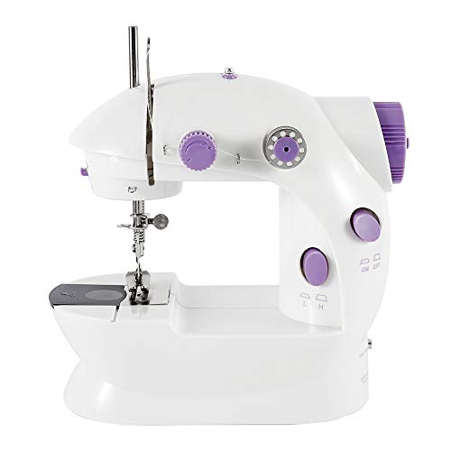 Babytowns Máquina de coser eléctrica, máquina de coser doméstica, compacta de dos hilos, pedal de 2 niveles para regular la velocidad, adecuado para principiantes, fácil de usar