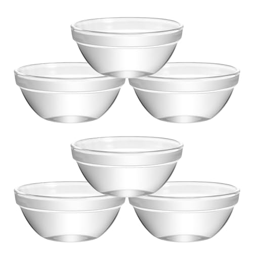 PAMINGONO 6 Cuencos de Vidrio Grandes para Pudín y Postres Resistentes al Calor y Frío Apilables Tazones Multifunción para Cocina y Almacenamiento de Alimentos Aptos para Microondas y