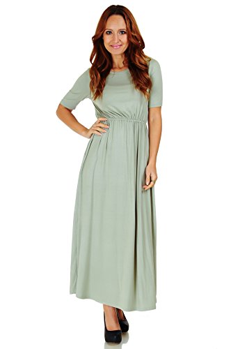 Simply Ravishing Women s Half Sleeve Floor Length Maxi Blouson Dress (Size: S-5X), 2X, Sage