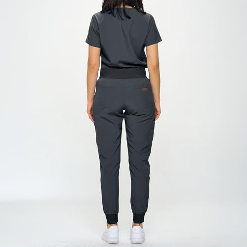 Image of Monarch Uniforms Slim Fit Stretchy Scrubs Women's Jogger Scrub Set Slim Jogger Scrubs with Tuck-In Top for Women