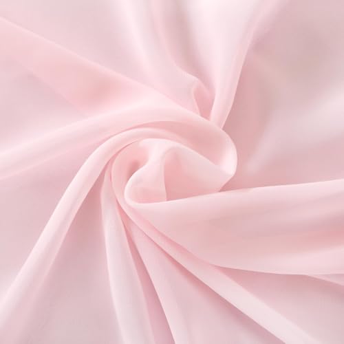 Image of MLMC Pink Chiffon Fabric by The Yard Pre-Cut Sheer Chiffon Arch Fabric 5 Yards Airy Continuous Draping Panels 60 inch Wide for Wedding Backdrop Craft Ceiling Decor