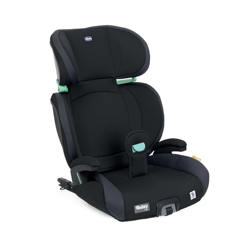 Chicco, Quizy i-Size, Silla de Coche para Niños 3-12 Años (100-150 cm), Peso 15-36 kg, Grupo 2/3, Instalación Fácil con Sistema Isofix, Reclinable, Ajustable en Altura, Reposabrazos Acolchados, Negro