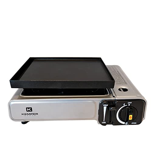 KEMPER - Réchaud et plancha à gaz 2en1 NOMADE 1900W Inox Réchaud gaz Plaque plancha 26 x 23 cm