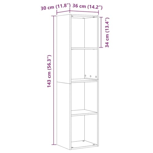 Estantería de pared estrecha madera envejecida para pasillo y dormitorio 143 cm 3