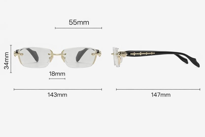 Generic Chrome Hearts Semi-Rimless Eyeglasses, Silver Gothic Style - Image 5