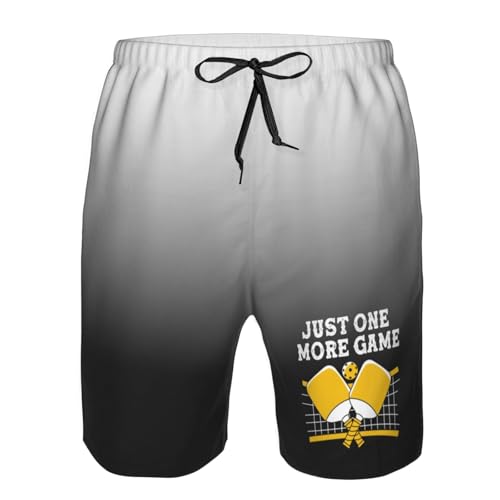 Just One More Game Pickleball Funny Men's Casual Board Shorts Swim Trunks Swimwear Bathing Suits,4