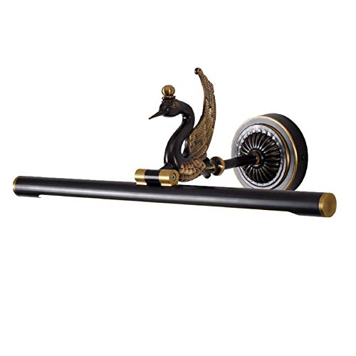 DESLP Badezimmer Spiegellampe Retro Wandleuchte Schwarz Messing LED Spiegelleuchte Bad mit Schwenkbarem Lampenkopf, Neutralweiß 4000K Vintage Schrankleuchte Badleuchte für Schlafzimmer,35cm 7w Cover