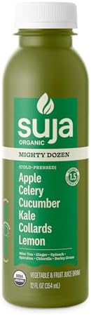 Suja Organic Mighty Dozen, Celery, Cucumber, Kale, Collard Greens, Apple, 12 Fl Oz Bottle