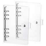 2 Pcs A6 Transparent Binder 6 Ring Soft Binder Cover PVC Clear Notebook Binders with Snap Button Closure Refillable Notebook Cover Closure Loose Leaf Folder for Notebooks Office Meeting