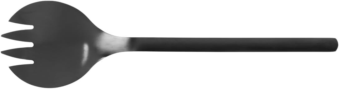 WENKO Nagy Salad Servers, Set of 2, Salad Fork and Serving Spoon Made of High-Quality Stainless Steel with Matte Finish, Extra Large Holding Surface, Black Outdoor Kitchen Accessories, 29 x 7.5 x 0.35