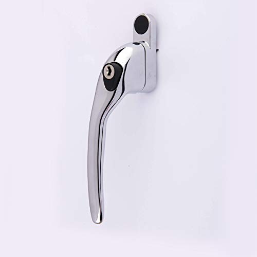 Yale P-YWHLCK40L-PC Offset Window Handle, fits Left Handed windows, 40mm spindle, Lockable, Visi Packed, suitable for PVCu windows, Polished Chrome Finish