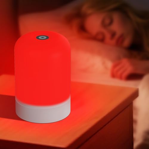 Aogled Red Light Therapy Lamp for Sleep & Relaxation &ndash; 670nm Bedside Night Light with Touch...