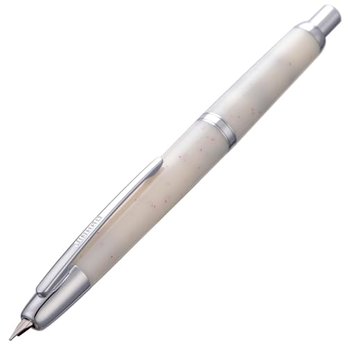 Jinhao Pióro wieczne z serii 20, śnieżnobiałe, chowana, średnia stalówka, z zestawem konwerterów atramentowych (srebrny klips)