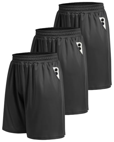 Image of BOOJO 5 Pack Athletic Gym Mens Shorts - Workout Black Quick Dry Basketball Shorts with Pockets for Running Casual Activewear