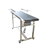 BREVELTION PVC Flat Belt Conveyor Stainless Steel Industrial Transport Conveyor Adjustable Speed Conveyor with Double Guardrails Conveyor Length 59inch Width 15.7inch Load 66LBS 120W