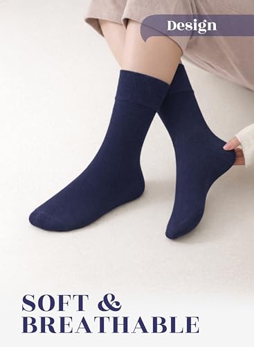 Image of Hugh Ugoli Women's Thin Soft Rayon Derived from Bamboo Crew Socks for Dress, Trouser, Seamless Toe & Non-Binding, 5-8 /9-11